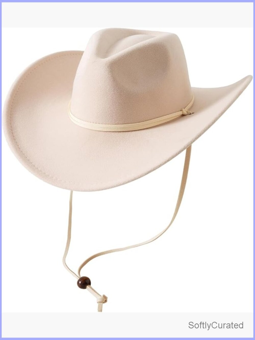 Retro Felt Wide Brim Cowboy Hat with Wind Lanyard